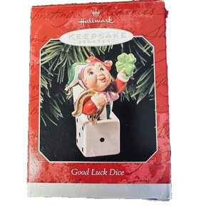 Hallmark Keepsake Christmas Ornament, Good Luck Dice 1998, Jester Horseshoe VTG